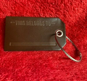 New In Package Leather Luggage Tag with Loop and Marker Set This Belongs To - Picture 1 of 4