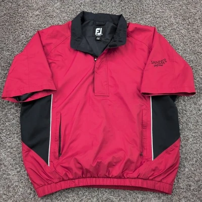 Jaqueta Pulôver Masculina FootJoy DryJoys Extra Grande Vermelha Manga Curta Camisa de Golfe Chuva Vento - Imagem 1 de 4