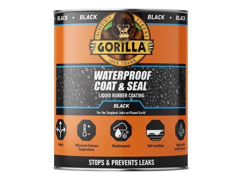 Gorilla Glue - Waterproof Coat & Seal Liquid Rubber Coating Black 473ml - Image 1 of 1