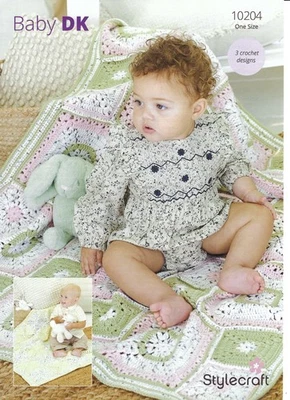 Stylecraft Baby DK Crochet Pattern - 10204 Crochet Baby Blankets (3 Designs) - Image 1 of 3