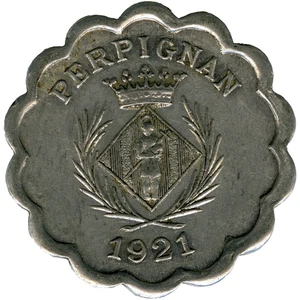 # FRANCE · 1921 ☆ 25c • PERPIGNAN · CHAMBRE SYND. ☆ FRENCH EMERGENCY COIN ☆C9443 - Picture 1 of 4