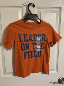 Carter’s Boys Orange T- Shirt Size 5- “ Leader On The Field” - Picture 1 of 3