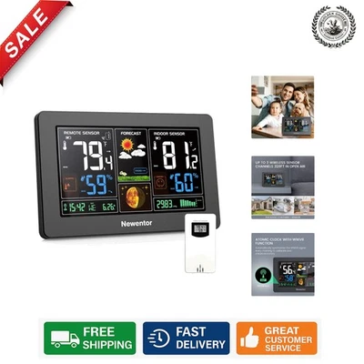 3-Channel Wireless Weather Station with Adjustable Backlight & Large Color LCD - Image 1 of 4
