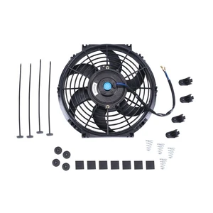 10" Black Slim Fan Push Pull Electric Radiator Engine Cooling 12V Mount Kit - Picture 1 of 10
