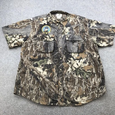 Camisa masculina vintage Mossy Oak XL camuflagem náilon caça pesca botão frente anos 2000 - Imagem 1 de 4