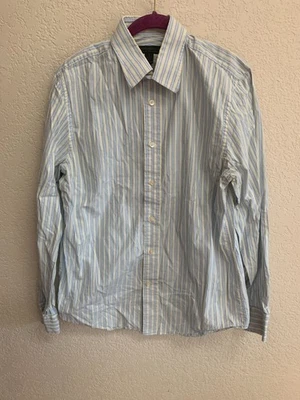 Camisa abotonada para hombre Express Design Studio azul amarillo talla 15-15,5 Foto 1 de 4