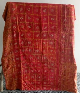Colcha Kantha vintage retazos india hecha a mano edredón manta de algodón - Imagen 1 de 2