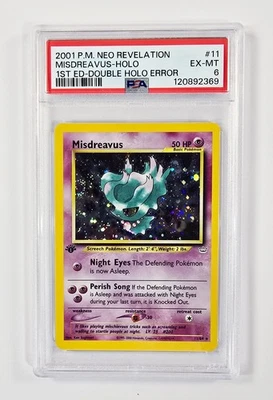 PSA 6 - 2001 POKEMON NEO REVELATION #11 MISDREAVUS-HOLO 1ST ED-DOUBLE HOLO ERROR - Image 1 of 2