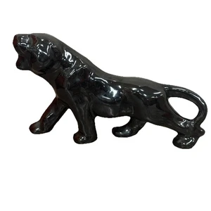Vintage Ceramic Black Panther Figurine Smaller Size Mid Century Modern 7 Inches - Picture 1 of 7