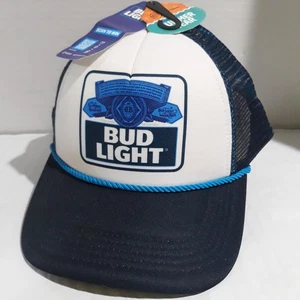 Bud LIGHT Rope Bill Cap Foam Mesh Snapback Adjustable Trucker Hat NWT - Picture 1 of 6