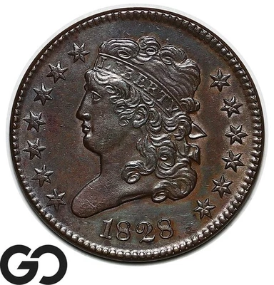 1828 Half Cent, Classic Head, Very Scarce This Nice, Choice BU++ - Image 1 of 2