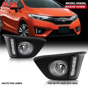 2Pcs Front Fog Lights Assembly w/ Clear Lens Grills Bumper For Honda Fit 14-16 - Picture 1 of 6