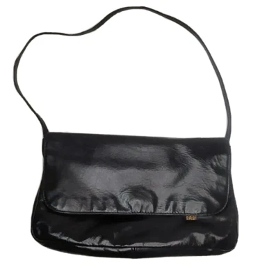 SAS Patent Leather Shoulder Crossbody Bag Black Purse USA - Image 1 of 4