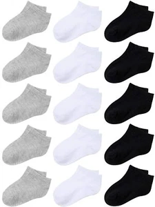 15 Pairs Kids' Half Cushion Low Cut Socks Teens Ankle Socks for Big Boys or G... - Picture 1 of 7