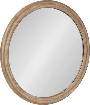 Mansell Farmhouse Wood Framed round Wall Mirror, 28 Inch Diameter, Rustic Brown, - Image 1 of 4