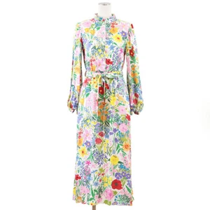 GUCCI One-piece Logo 100% Silk Band L/S Floral Women Size36 Multicolor Ken Scott - Picture 1 of 17