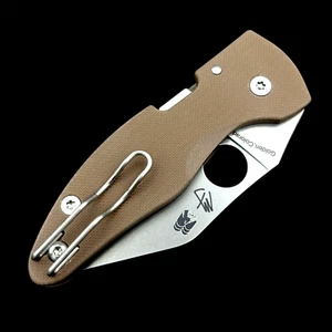 Spyderco Microjimbo C264GPBN15V Plain Edge Satin Blade Tan G10 15V New Authentic - Picture 1 of 6