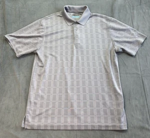PGA Tour Golf Polo Collared Shirt Men's Large Gray Plaid Pattern Lightweight - Picture 1 of 7