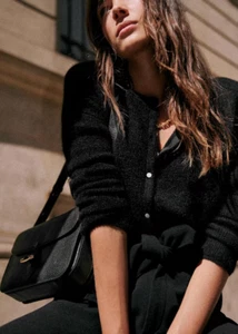 SEZANE GASPARD CARDIGAN donna TG S NERO maglione super bambino mohair bambino alpaca - Foto 1 di 6