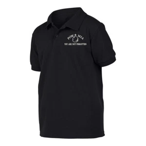 Military Black Polo shirt poloshirt POW MIA YOU ARE NOT FORGOTTEN - Picture 1 of 3