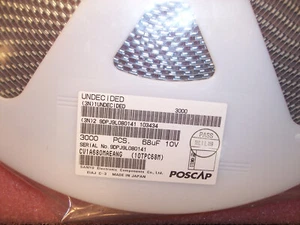 QTY (3000) 68uf 10V "D" CASE 7343 SMD LOW ESR TANTALUM CAPACITORS 10TPC68M SANYO - Picture 1 of 6