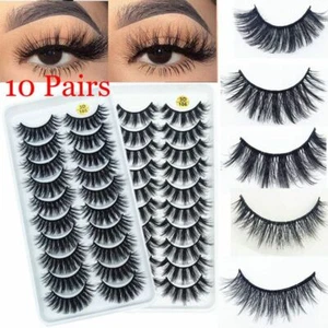 10 Pairs 3D Mink False Eyelashes Wispy Cross Fluffy Extension Eye Lashes‹ - Picture 1 of 22