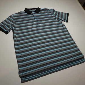 Peter Millar Mens Summer Comfort Golf Polo Shirt Black & Blue Striped Size M - Picture 1 of 12