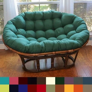 Bali Rattan Double Papasan Chair with Twill Cushion - Picture 1 of 100