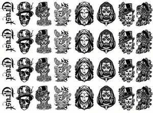 Calcomanías góticas steampunk 32 piezas de vidrio fundido negro de 1,15 pulgadas - Imagen 1 de 1