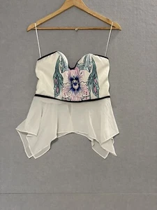 BNWT Ava Womens White Crop Sheer Drape Size 10 - Picture 1 of 4