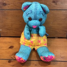 Vintage 1996 Tyco Splash Time Doodle Bear Ne0n Blue Green Flaw