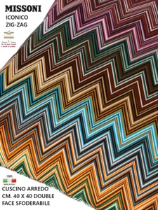 MISSONI Kissen cm. 40 x 40 schwerer Satin Baumwolle 100% Double Face gefüttert. daunen - Bild 1 von 12
