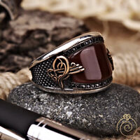 Details about   Genuine Aqeeq Men Ring Agate Custom Jewelry Ottoman Heraldic Stone Promise Band