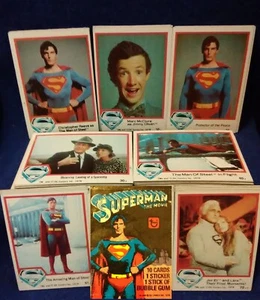 1978 Topps SUPERMAN the MOVIE Serie 1 Set di carte collezionabili base (77) e involucro - Foto 1 di 4