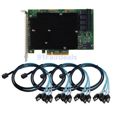 OEM LSI SAS 9300-16I 12GB/S HBA BUS ADAPTER CARD IT Mode 4*SFF-8643 SATA Cable - Image 1 of 4
