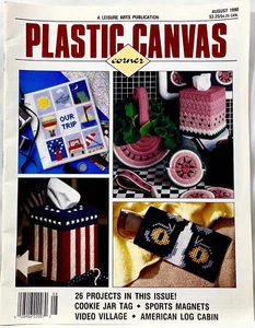 Aug 1990 Leisure Arts Plastic Canvas Corner Magazine 26 Projects Vintage 12090 - Picture 1 of 3