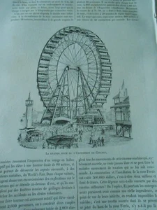La Grande Roue de l'Exposition de Chicago Gravur Print 1893 - Bild 1 von 1