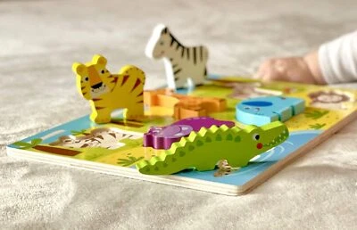 RB&G Holzpuzzle mit großen Teilen – Tiere Bauernhof Puzzle für Kinder ab 1