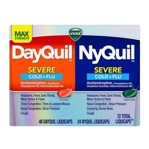 Vicks DayQuil and NyQuil Severe Cough, Cold, & Flu Relief LiquiCaps Convenience - Picture 1 of 7