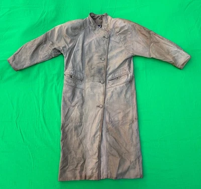 Gabardina Winlit vintage de cuero marrón para mujer talla S. Foto 1 de 4