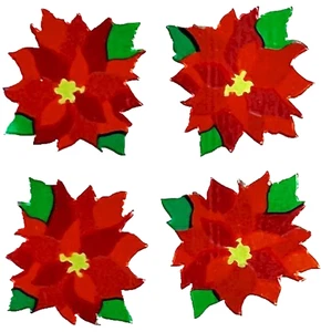 *VINTAGE* Mylar CHRISTMAS POINSETTIA Sandylion Stickers - Picture 1 of 1