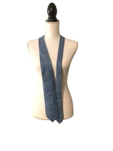 Corbata faconnable 100 % seda azul lunares hecha a mano en Italia 60” de largo - Imagen 1 de 10