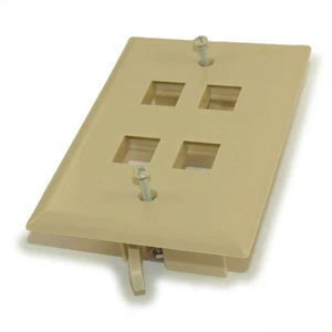 Wallplate: Keystone  4 Hole with Built-in Connector Latches  Ivory - Picture 1 of 2