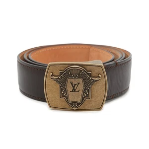 LOUIS VUITTON Utahline Exxon Belt Size 95 Leather Brown - Picture 1 of 13