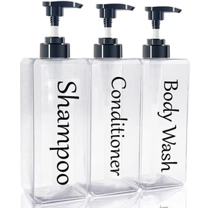 Dispenser shampoo e balsamo (trasparente, set da 3, 27 oz) - ricaricabile e vuoto... - Foto 1 di 9