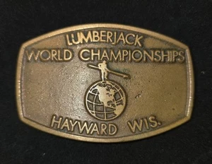 VTG Lumberjack Championship Belt Buckle, Hayward WI - Hard To Find EUC - Picture 1 of 4