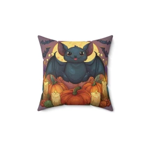 Halloween Whimsical Bat Throw Pillow and Cover Spooky Home Decor Accent Cushion - Picture 1 of 13