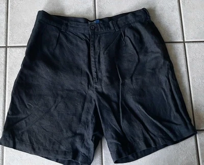 Pantalones Cortos Polo Ralph Lauren 100% Lino Para Hombre Negros Plisados Preppy Informales 36 NUEVO SIN ETIQUETAS Foto 1 de 4