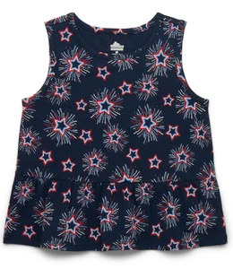 Way to Celebrate Girls Toddler Americana Peplum Tank Top Navy Patriotic Print 4T - Picture 1 of 3