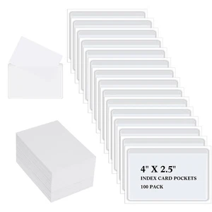 Self-Adhesive Business Card Pockets with 100 Blank Business Cards - Picture 1 of 7